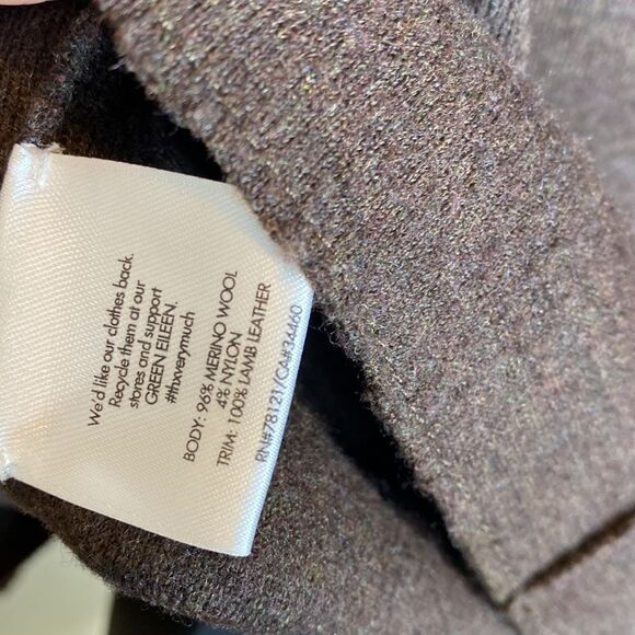 Eileen fisher brown merino wool lamb leather blazer jacket xs western - Picture 5 of 6